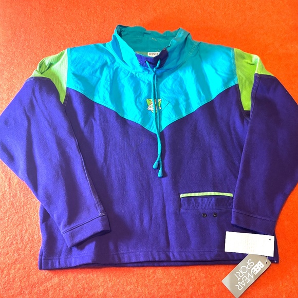 Vintage Beewear Sport neon colours anorak sweatshirt NWT - Picture 2 of 16